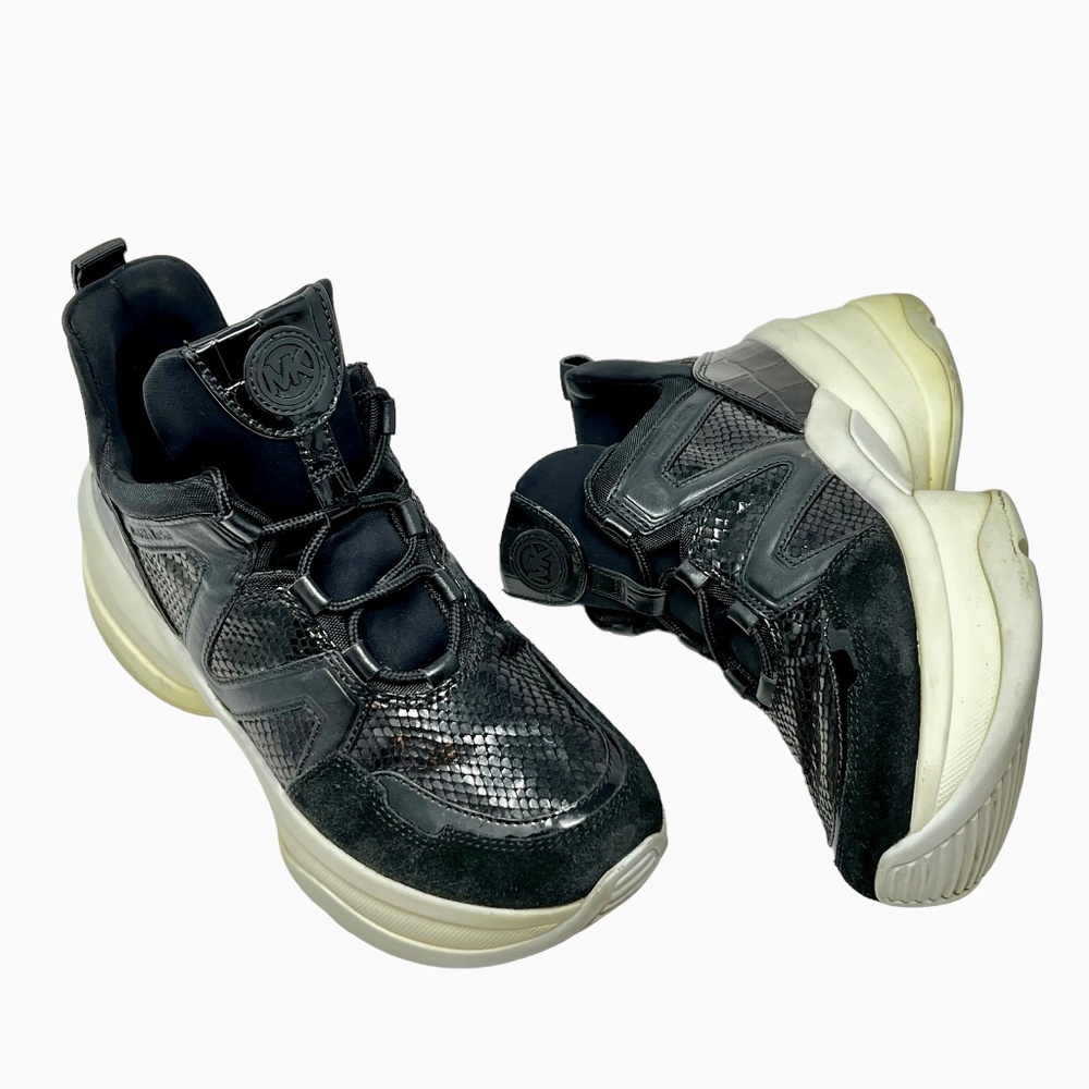 Michael Kors MK women's Olympia suede and canvas platform trainers size 9